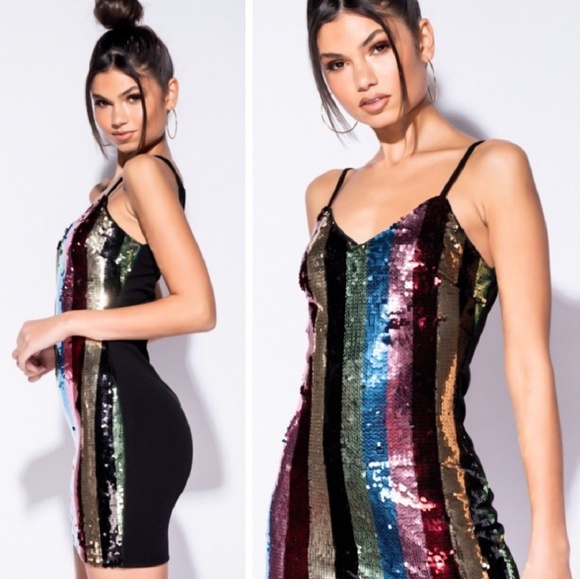 🥂🎈Fabulous Black/Color Sequined Mini - Picture 1 of 2